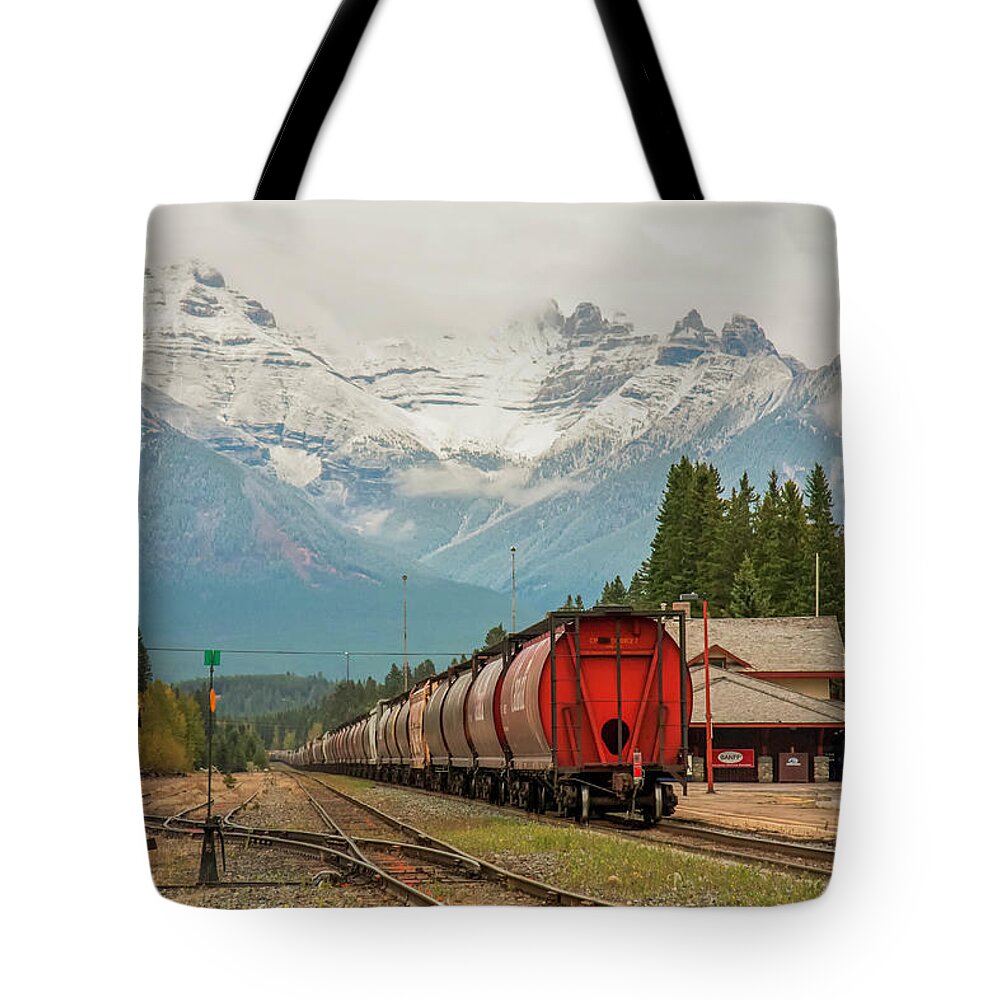 Banff National Park Tote Bag featuring the photograph Banff Depot 2009 02 by Jim Dollar