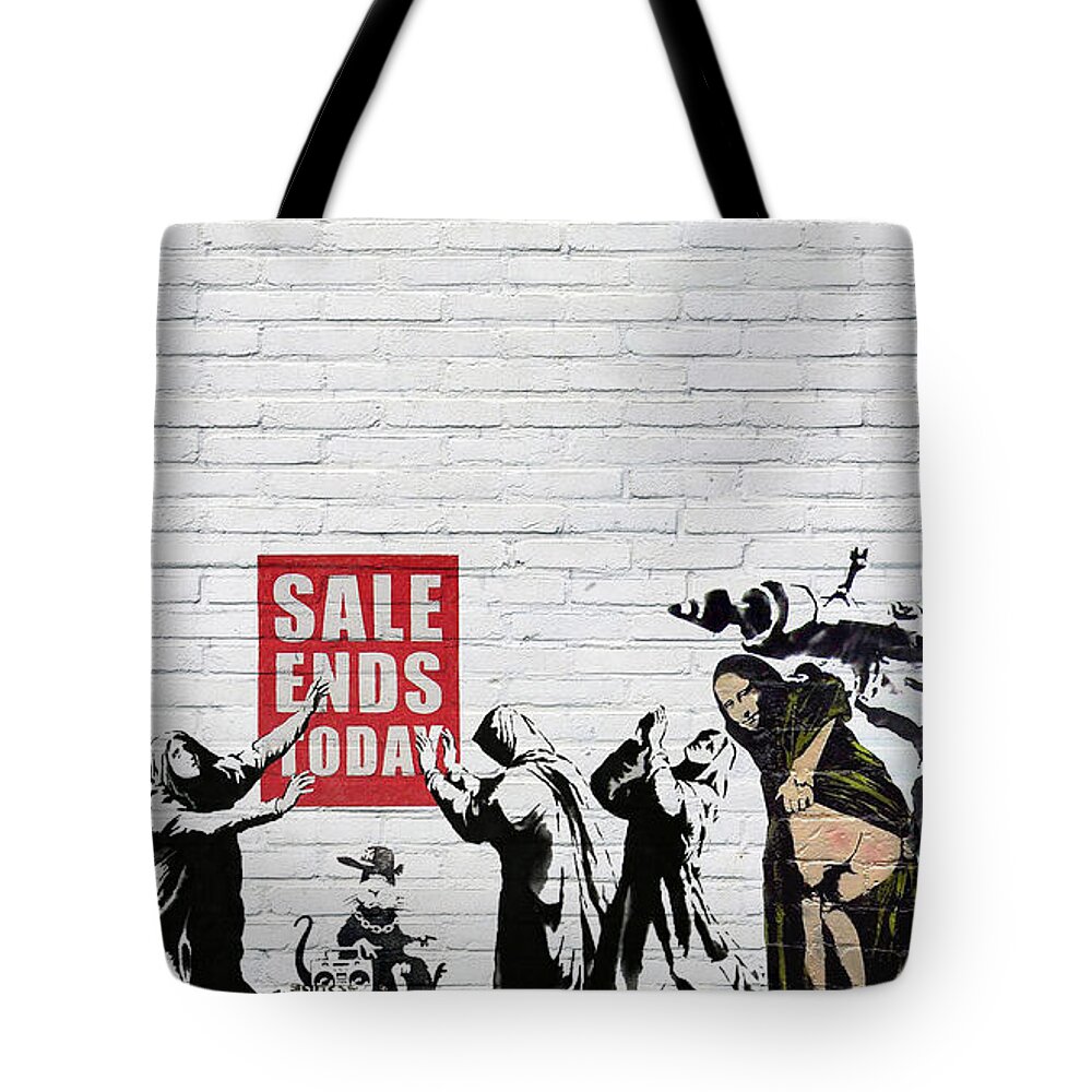 �urban Graffiti� By Serge Averbukh Tote Bag featuring the photograph Banksy - Saints and Sinners  by Serge Averbukh