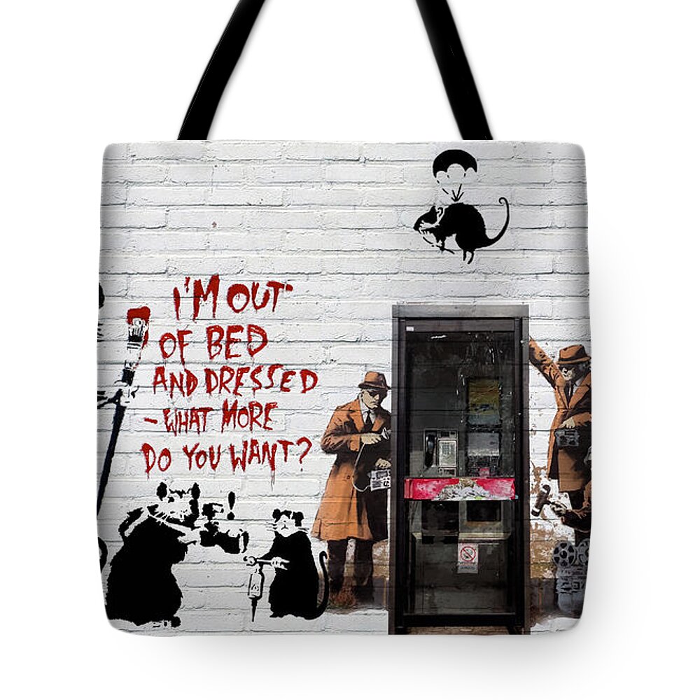 'urban Graffiti' Collection By Serge Averbukh Tote Bag featuring the digital art Banksy - The Tribute - Rats by Serge Averbukh