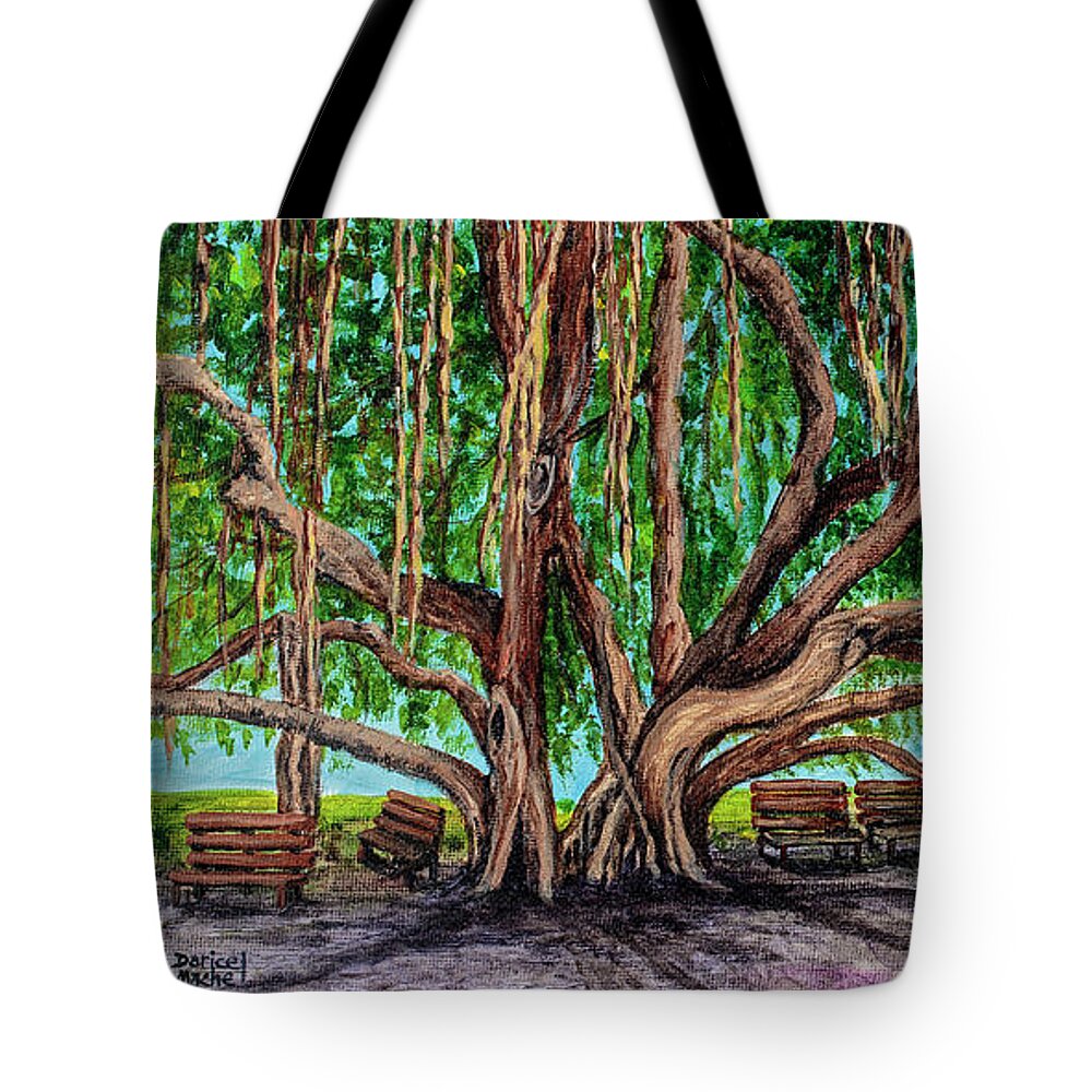 Banyan Tree Park Tote Bag featuring the painting Banyan Tree Park by Darice Machel McGuire