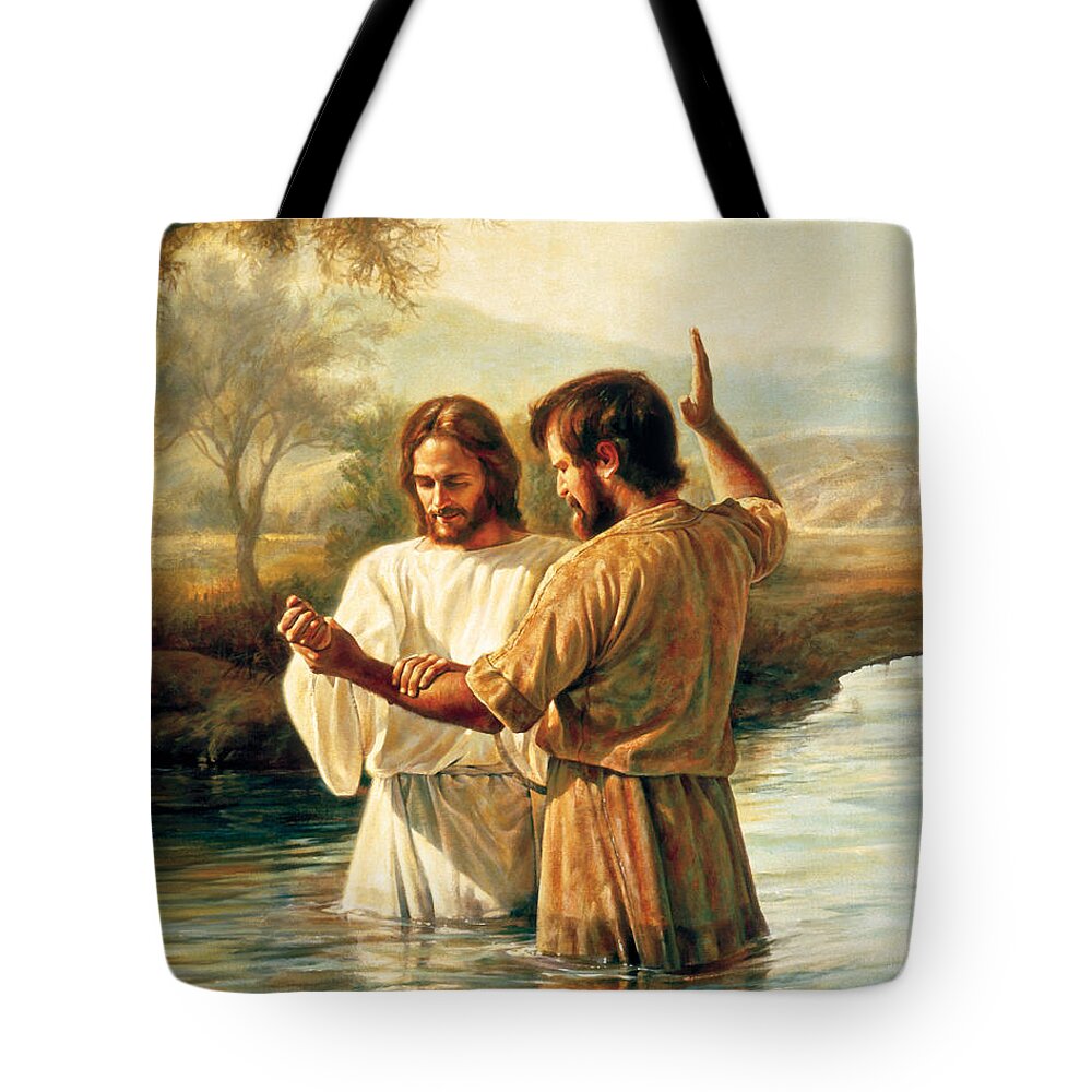 Jesus Tote Bag featuring the painting Baptism of Christ by Greg Olsen