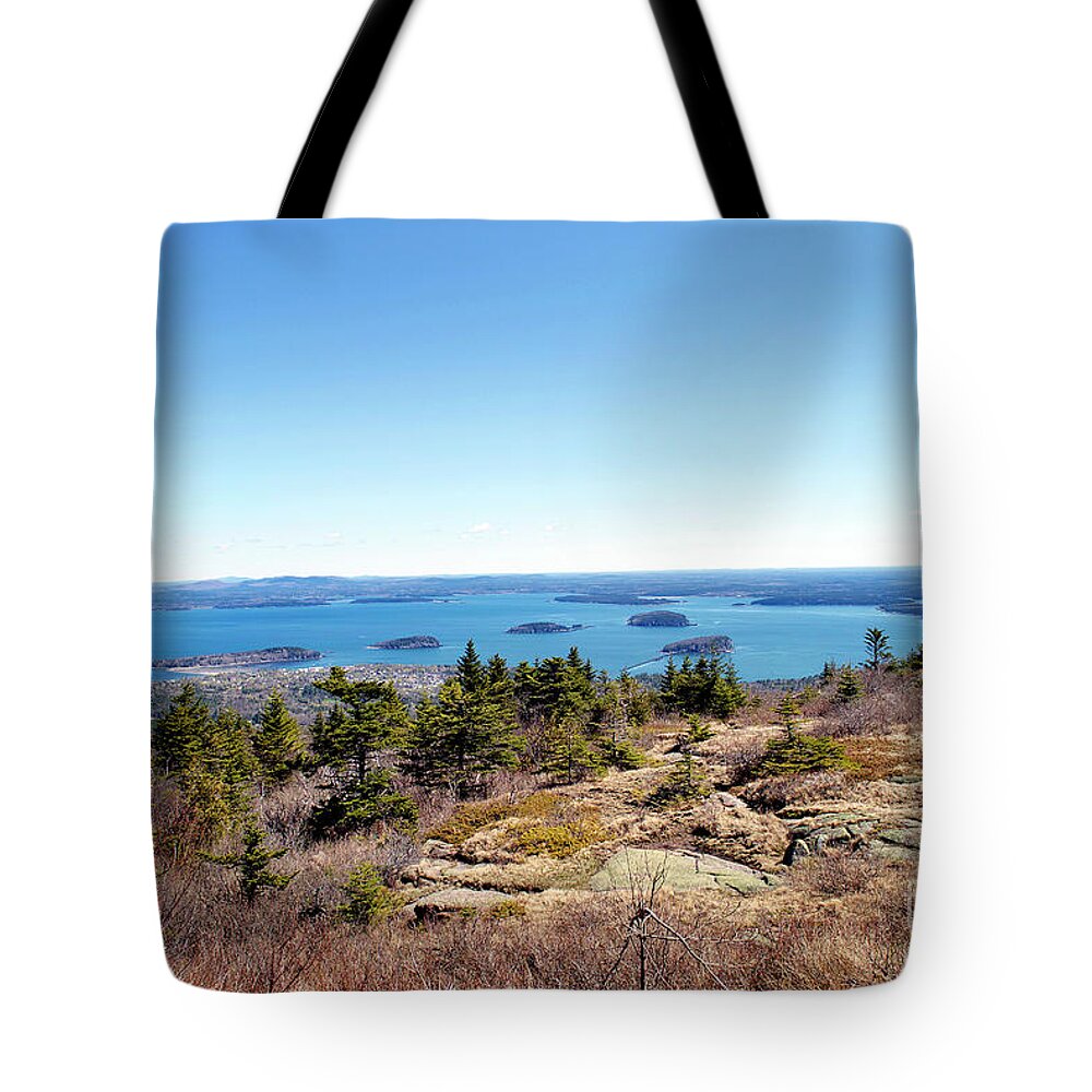 Scenic Tours Tote Bag featuring the photograph Bar Harbor From Cadillac by Skip Willits