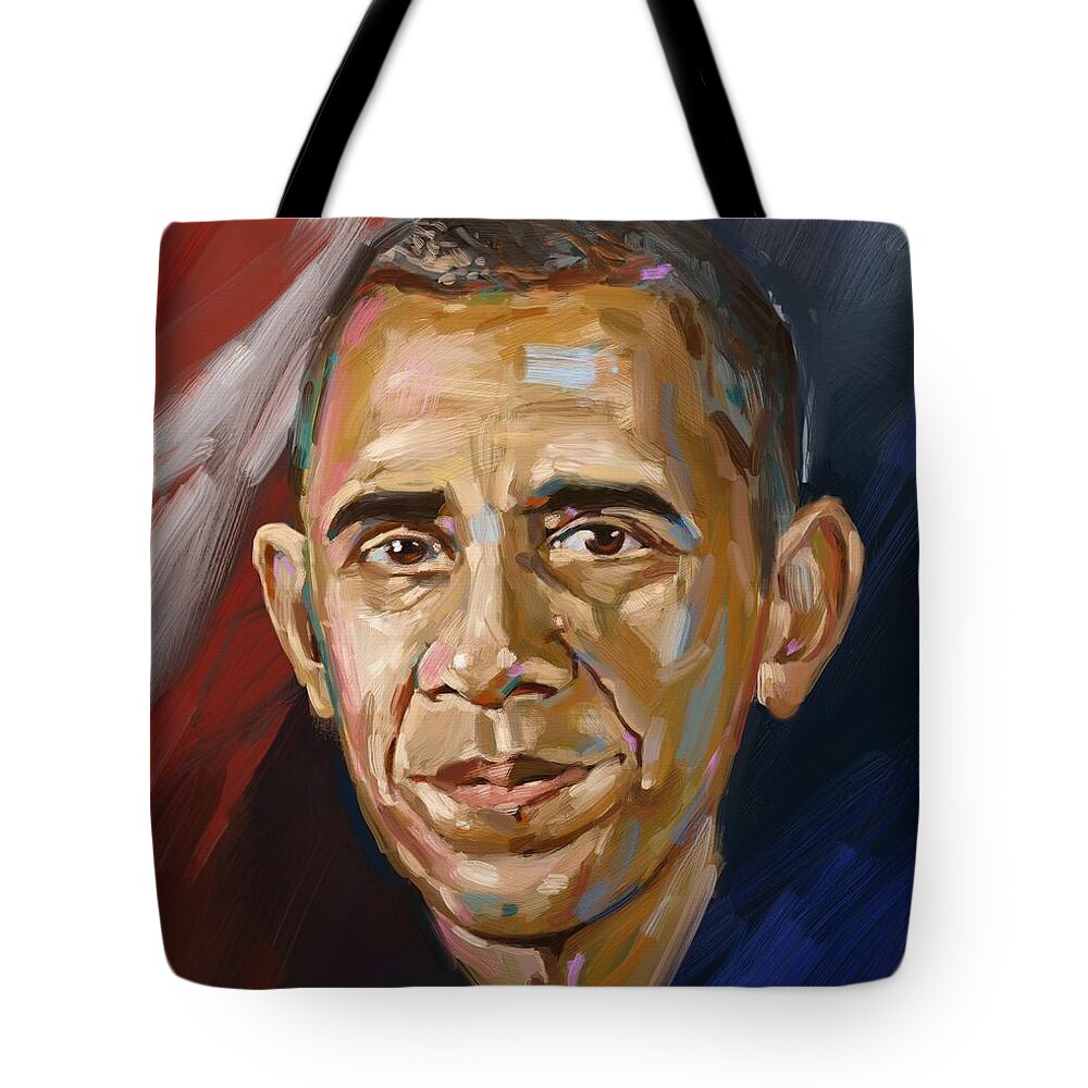 Obama Tote Bag featuring the painting Barack by Arie Van der Wijst