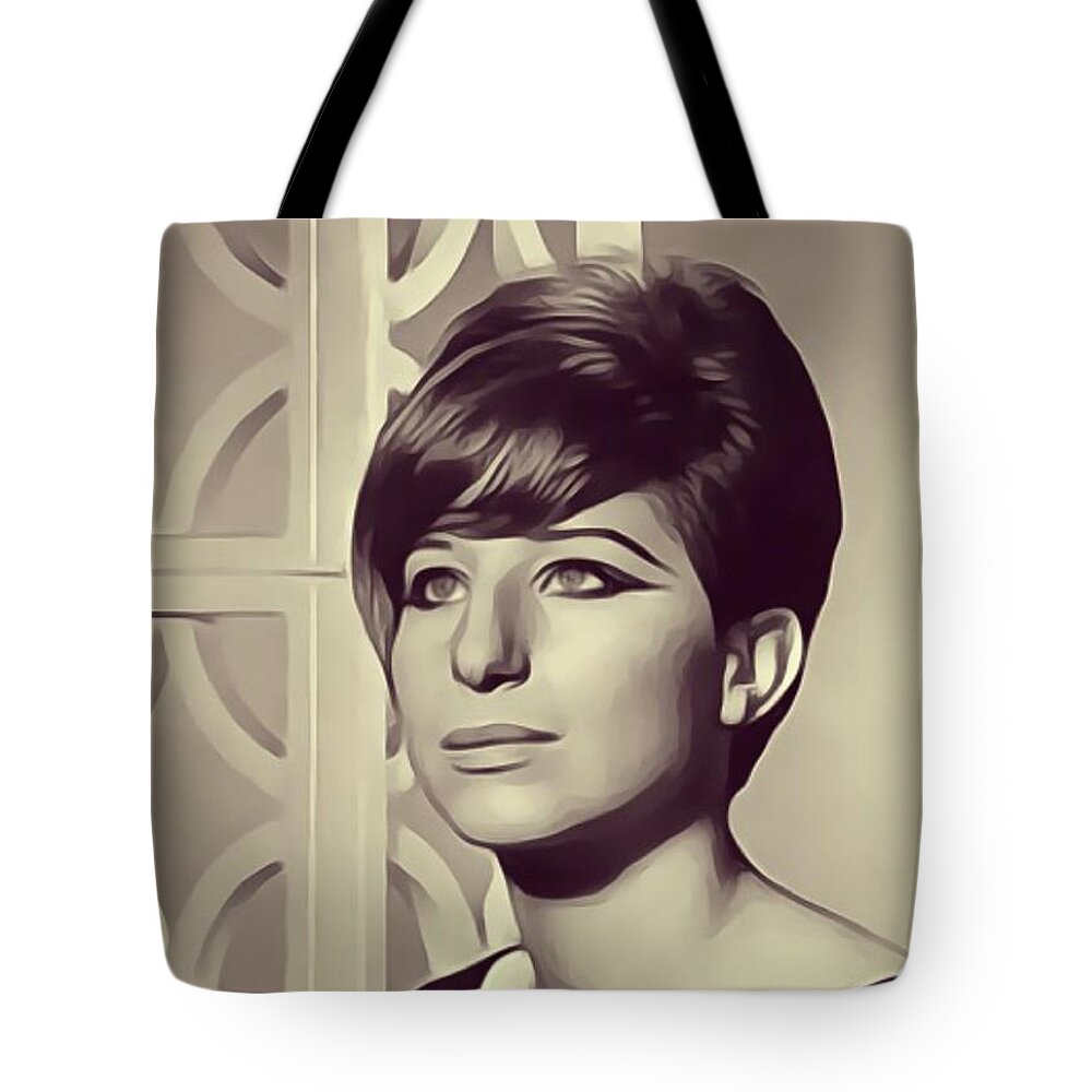 Barbra Tote Bag featuring the digital art Barbra Streisand, Actress/Singer by Esoterica Art Agency