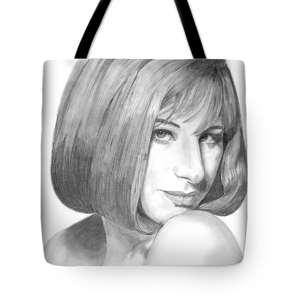 Singer Tote Bag featuring the drawing Barbra Streisand by Rob De Vries