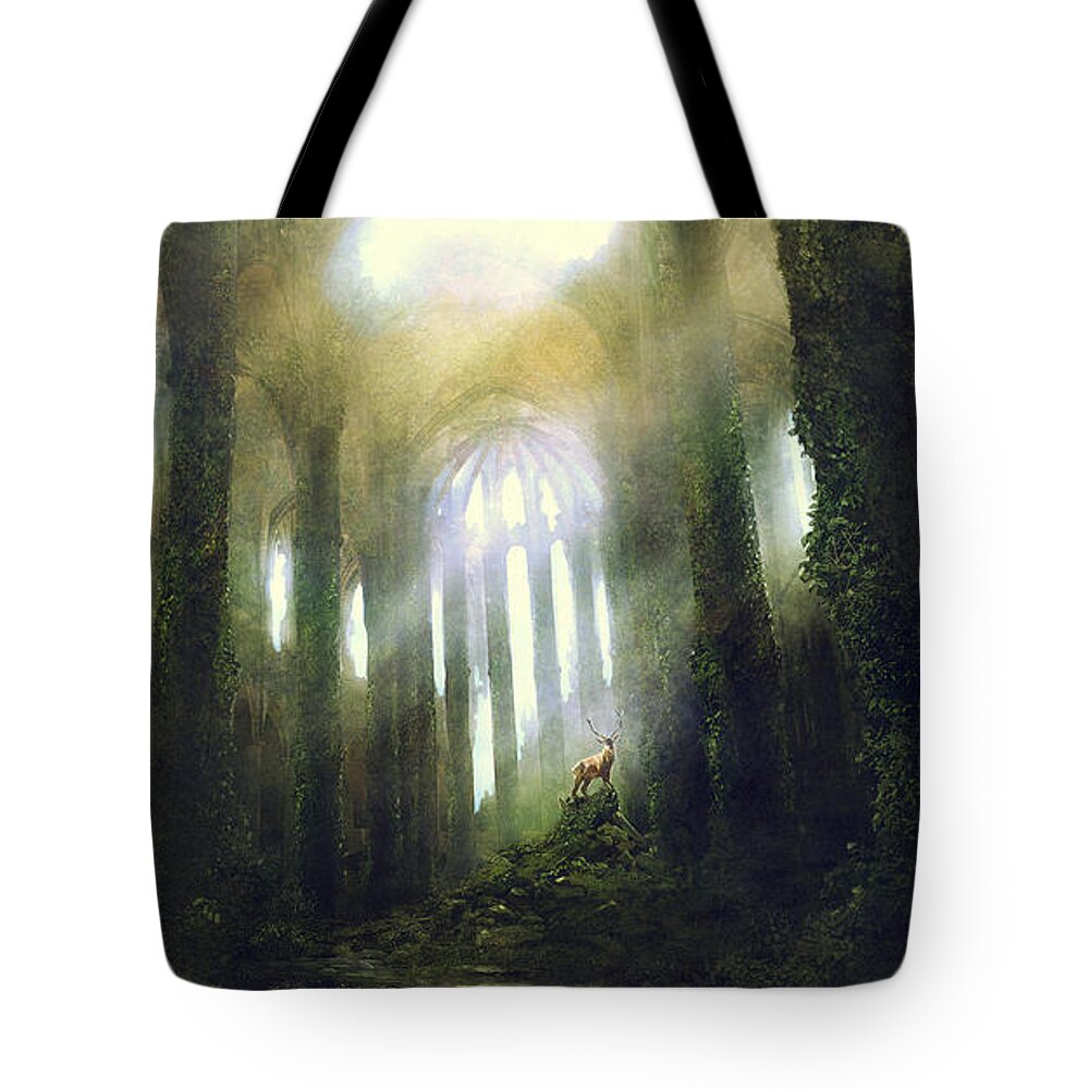 Sciencie Fiction Tote Bag featuring the painting Barcelona Aftermath Santa Maria del Mar by Guillem H Pongiluppi