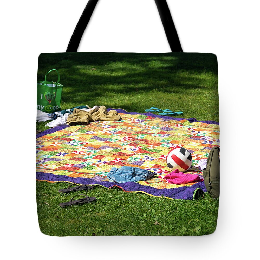 Barefoot Tote Bag featuring the photograph Barefoot in the Grass by Tom Cochran