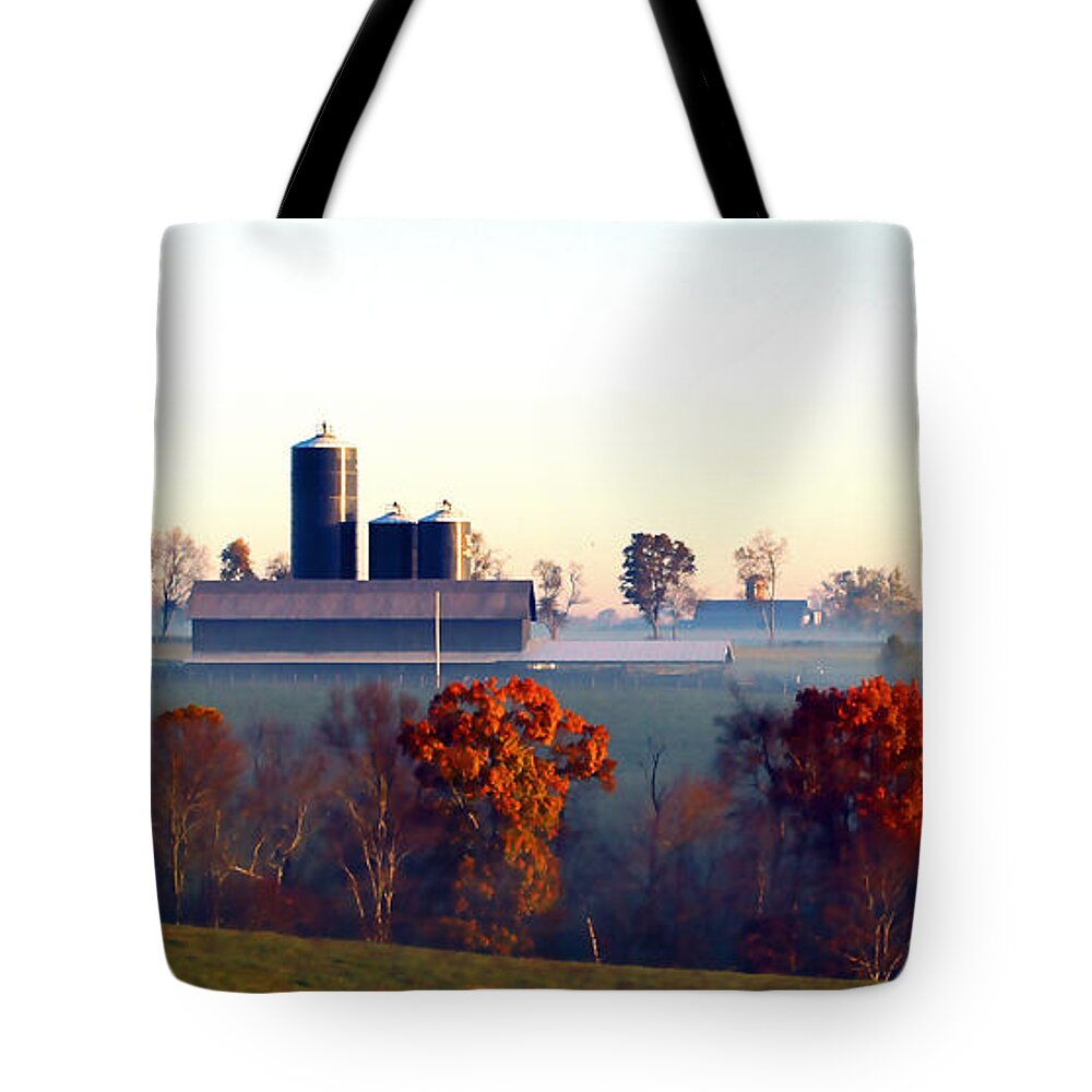 Landscape Tote Bag featuring the photograph Barn and Silo 3 by Sam Davis Johnson