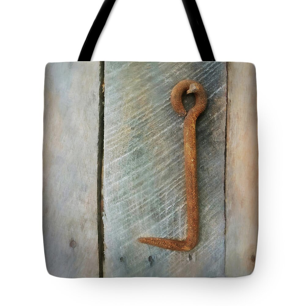 Old Tote Bag featuring the photograph Barn Door Hook by Lori Deiter
