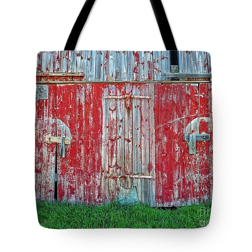 Barn Tote Bag featuring the digital art Barn Doors by Dee Flouton