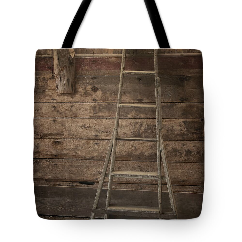 Scott Farm Vermont Tote Bag featuring the photograph Barn Ladder by Tom Singleton