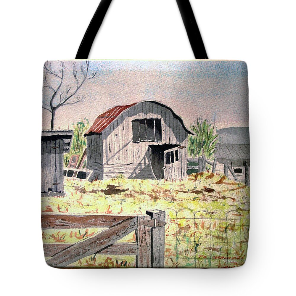 Grand Parents Tote Bag featuring the painting Barn on Fisk Rd by Dale Turner