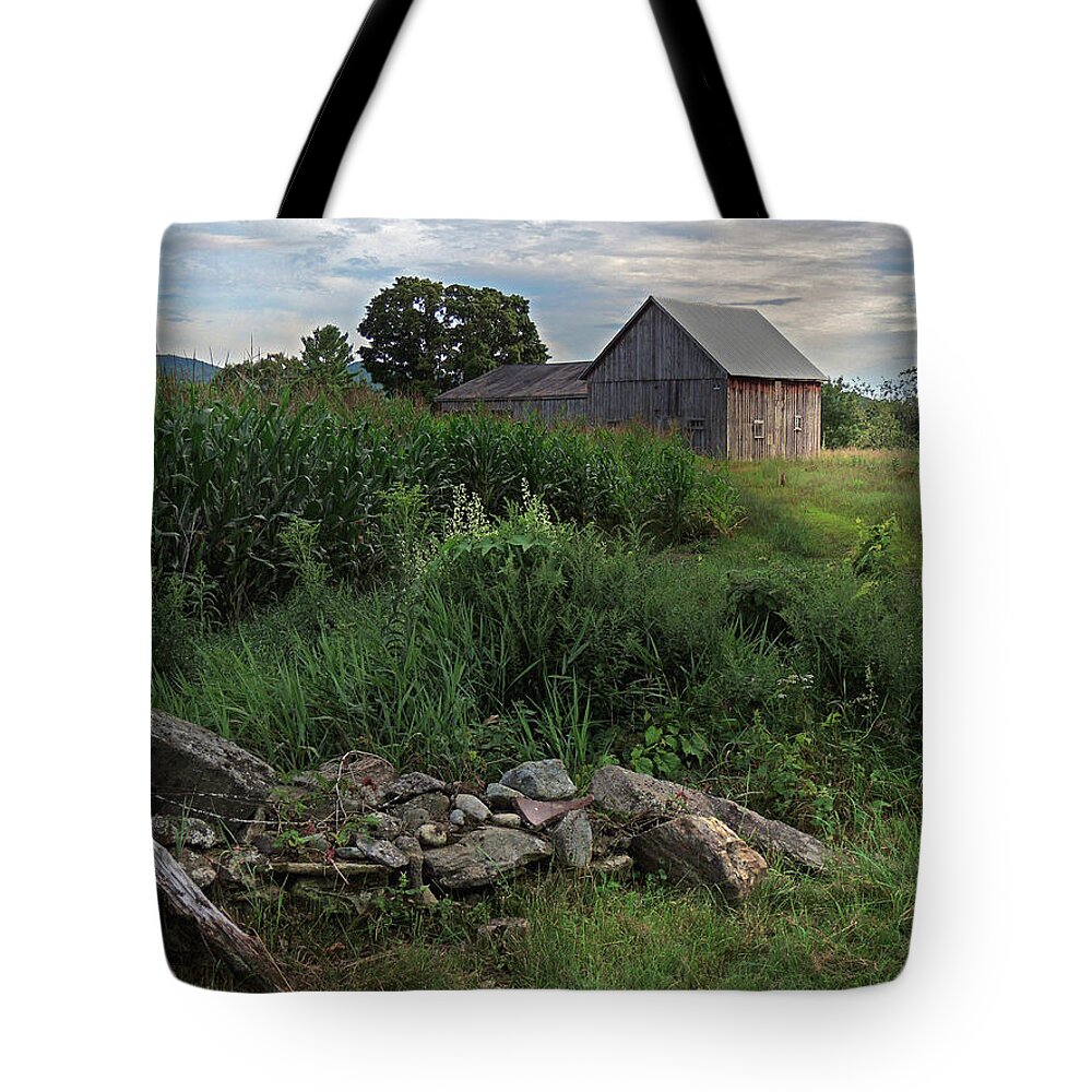 Piermont New Hampshire Tote Bag featuring the photograph Barn on Lovers Lane in Piermont New Hampshire by Nancy Griswold