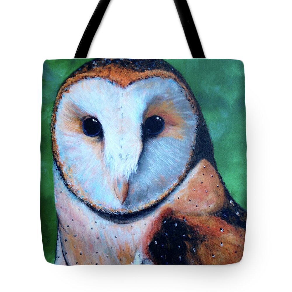 Owl Tote Bag featuring the painting Barn Owl by Donna Tucker