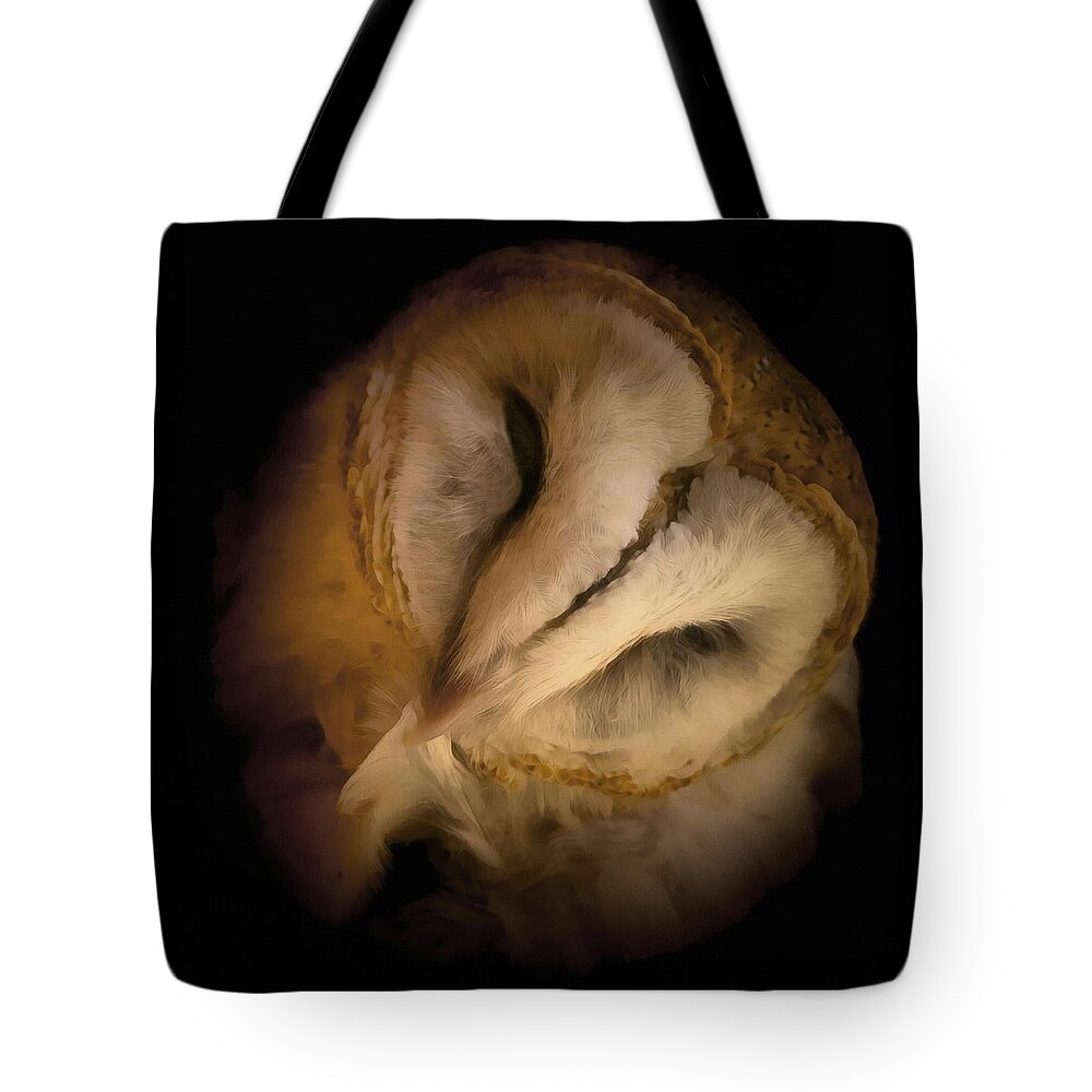 Barn Owl Tote Bag featuring the digital art Barn Owl Preening by Ernest Echols