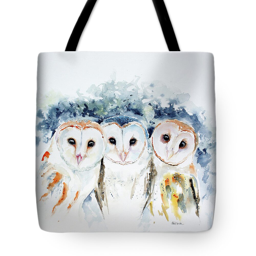 Bird Tote Bag featuring the painting Barn Owls by Isabel Salvador