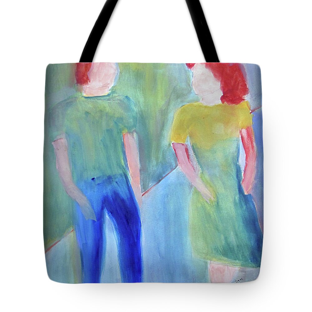 Boy Tote Bag featuring the painting Barney and Elizabeth by Sandy McIntire