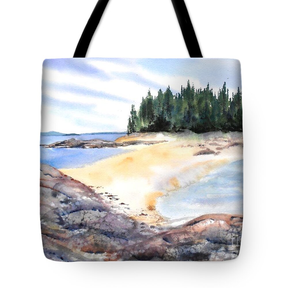 Maine Tote Bag featuring the painting Barred Island Sandbar by Diane Kirk
