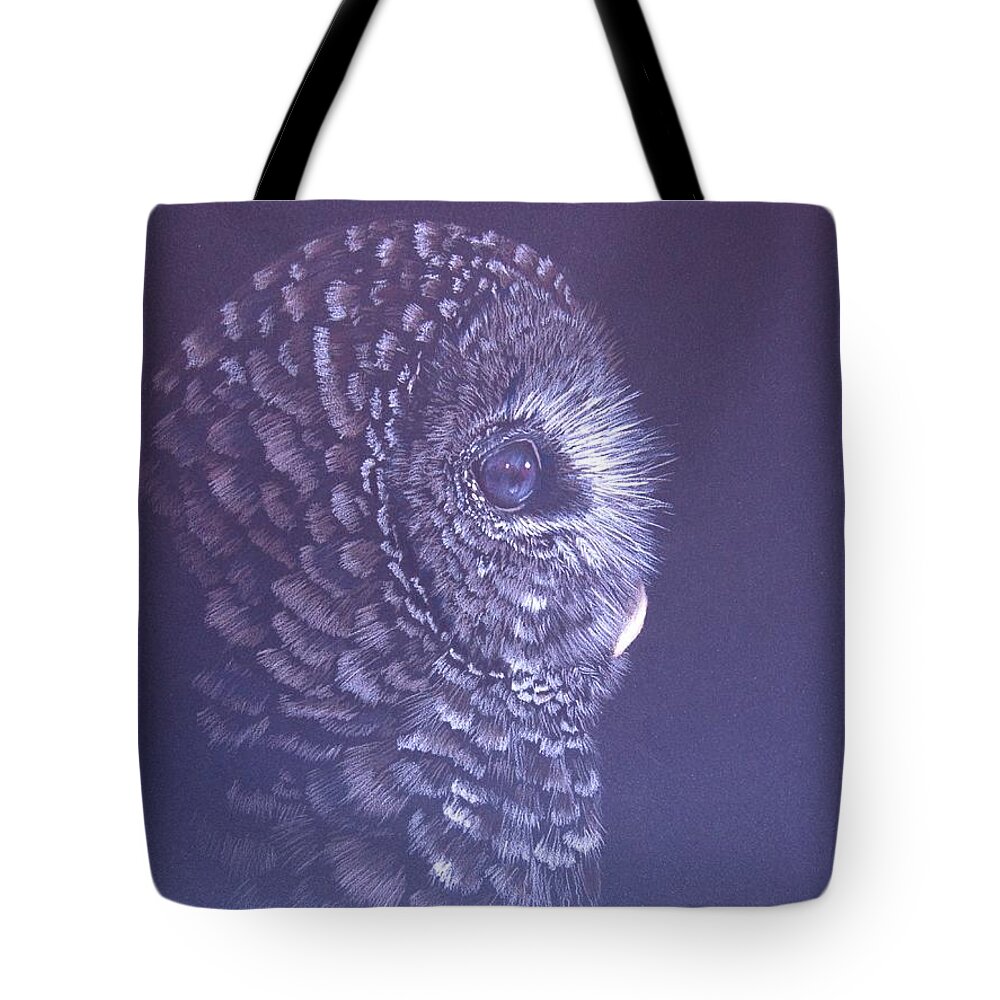 Barred Owl Tote Bag featuring the drawing Barred Owl by Laurianna Taylor