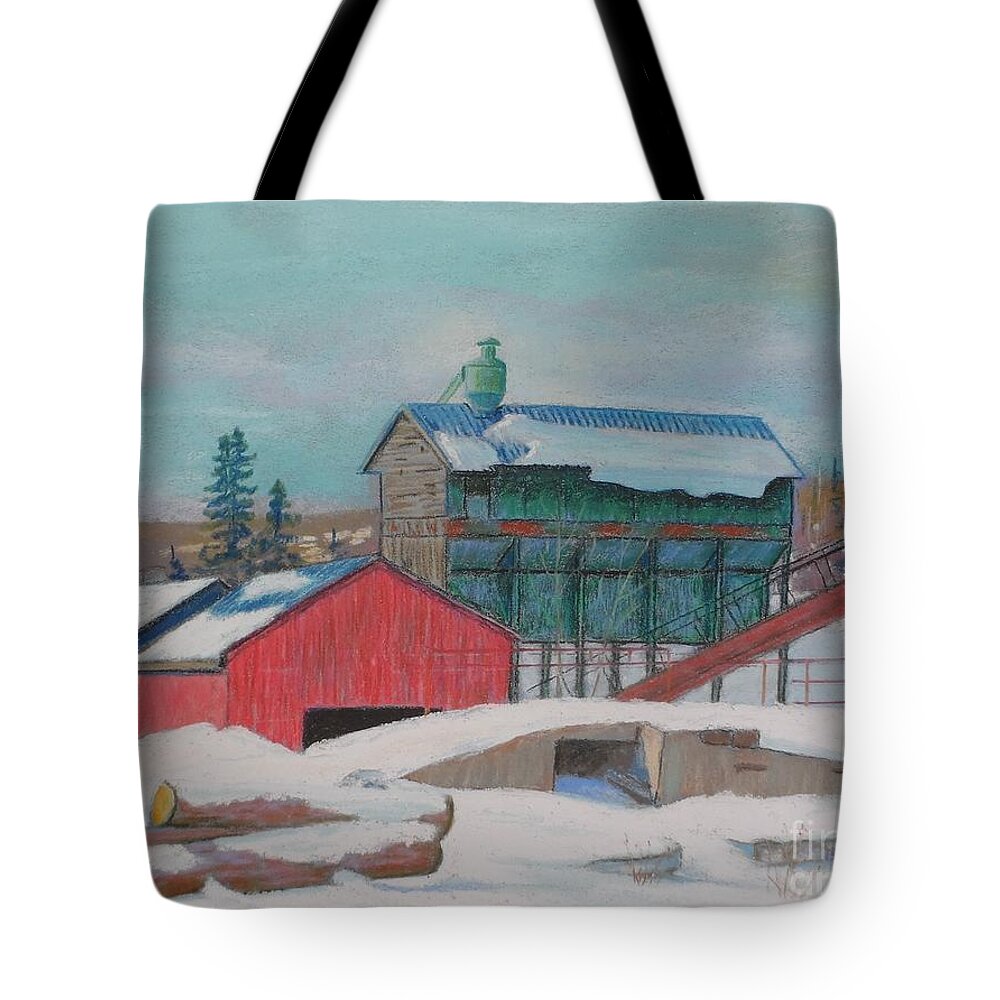 Mill Tote Bag featuring the pastel Barrett's Mill by Rae Smith