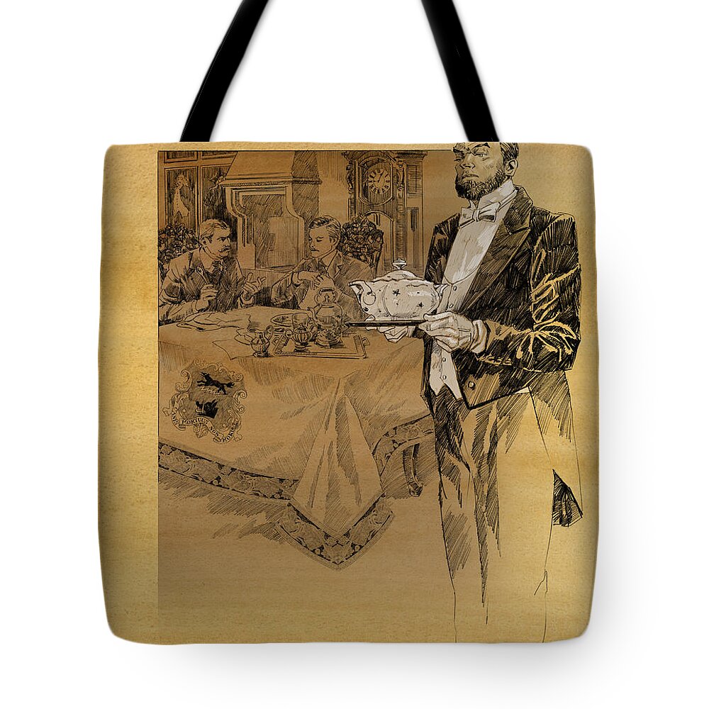Russian Artists New Wave Tote Bag featuring the drawing Barrymore. The Hound of the Baskerville by Igor Sakurov