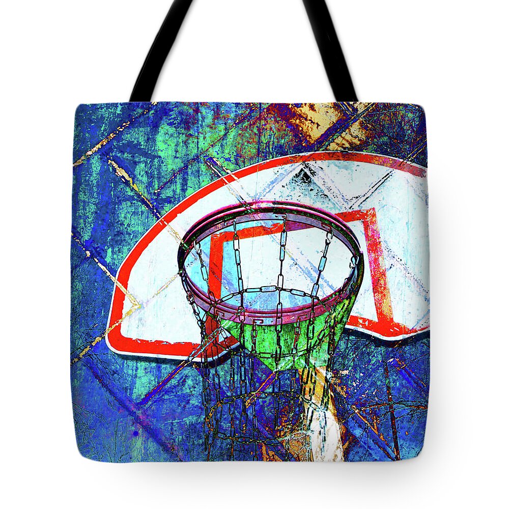 Basketball Tote Bag featuring the digital art Basketball Hoop by Takumi Park