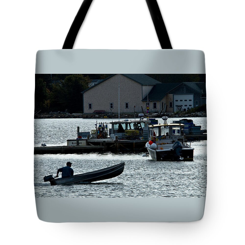 Acadia National Park Tote Bag featuring the photograph Bass Harbor lobsterman skif by Brian Green