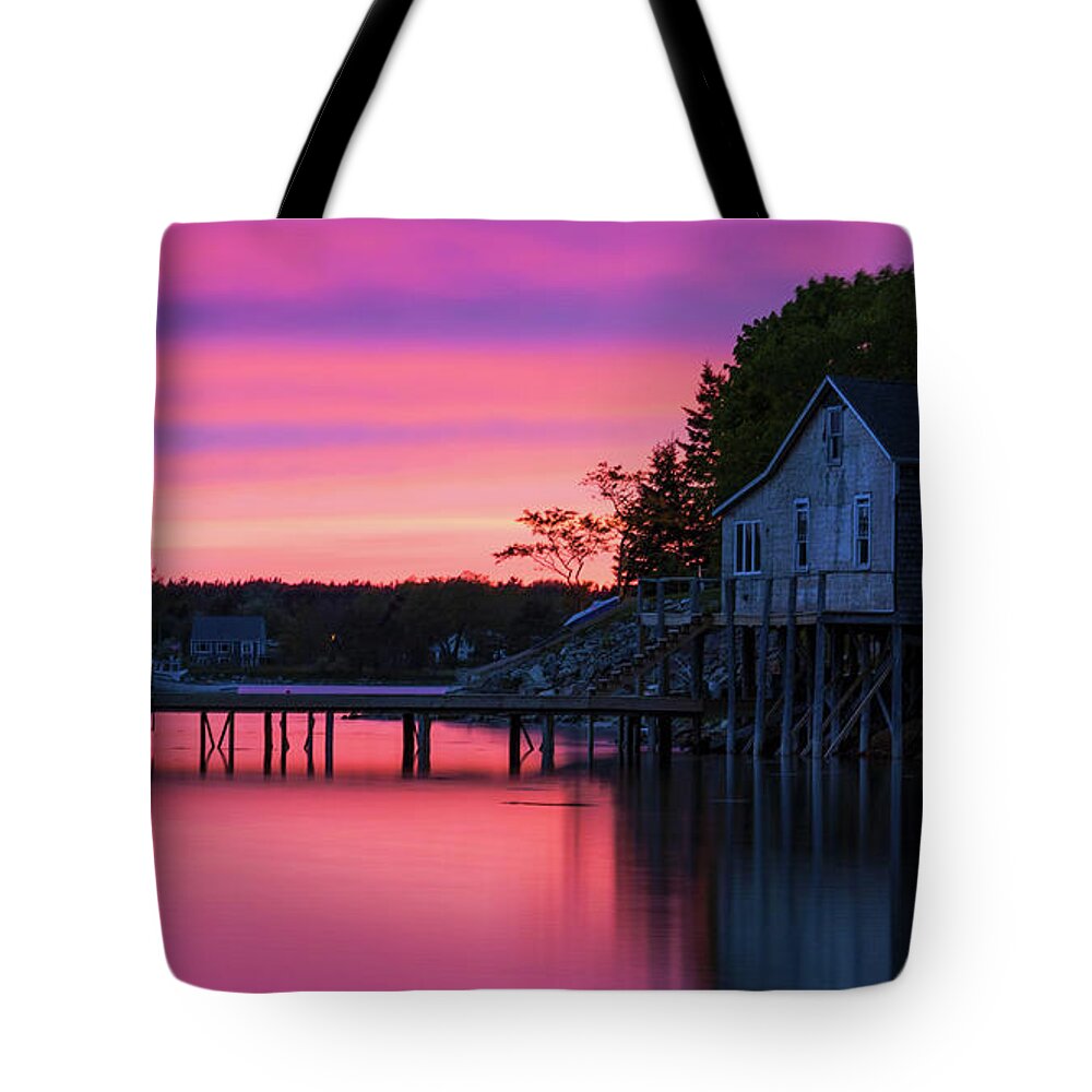 Bass Harbor Tote Bag featuring the photograph Bass Harbor Sunset by Holly Ross