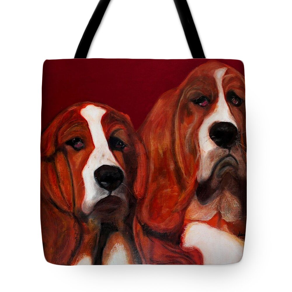 Dog Tote Bag featuring the painting Basset Hound - Mia and Marcellus by Laura Grisham