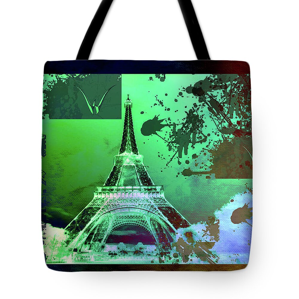 Paris Tote Bag featuring the mixed media Bastille Day 11 by Priscilla Huber