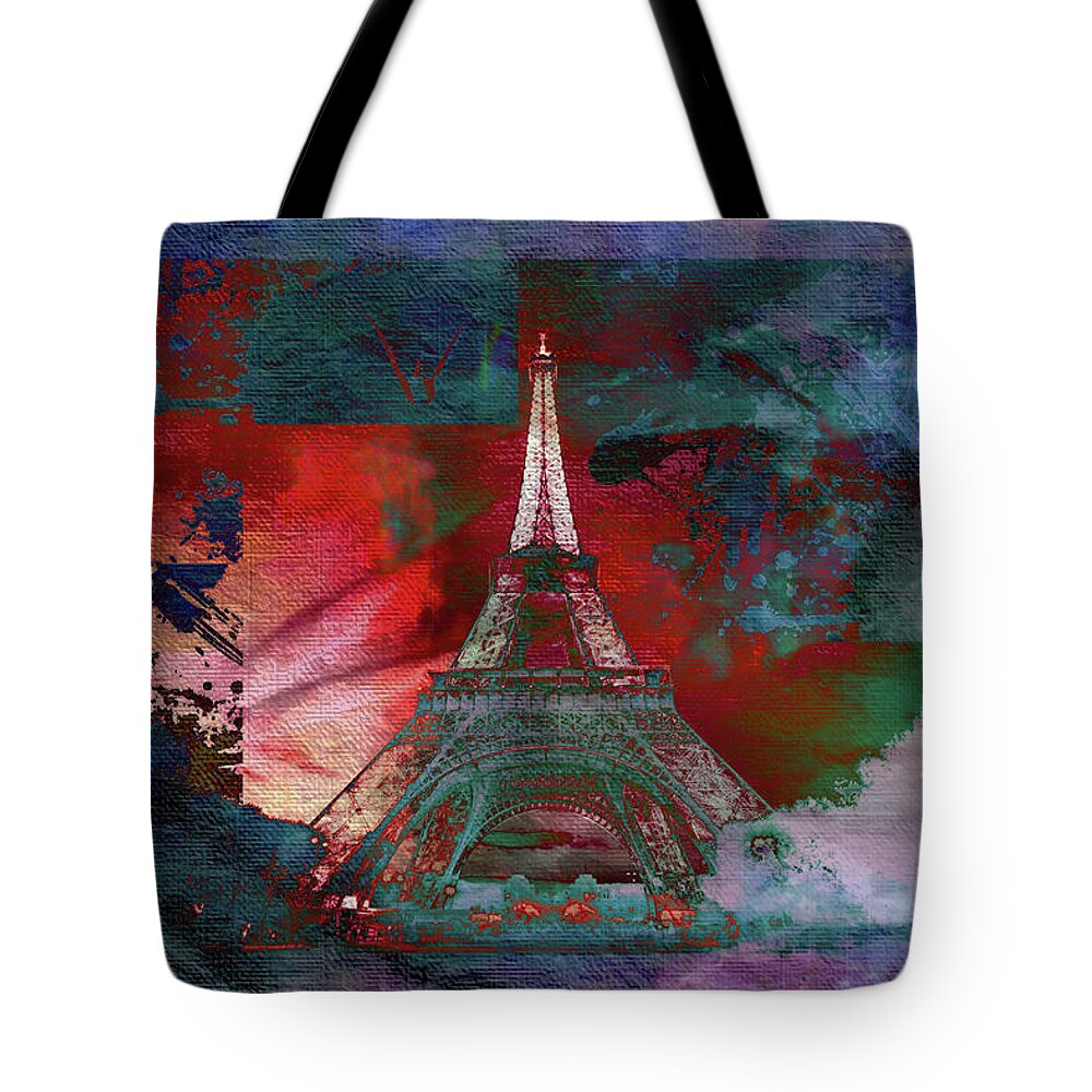 Paris Tote Bag featuring the mixed media Bastille Day 3 by Priscilla Huber