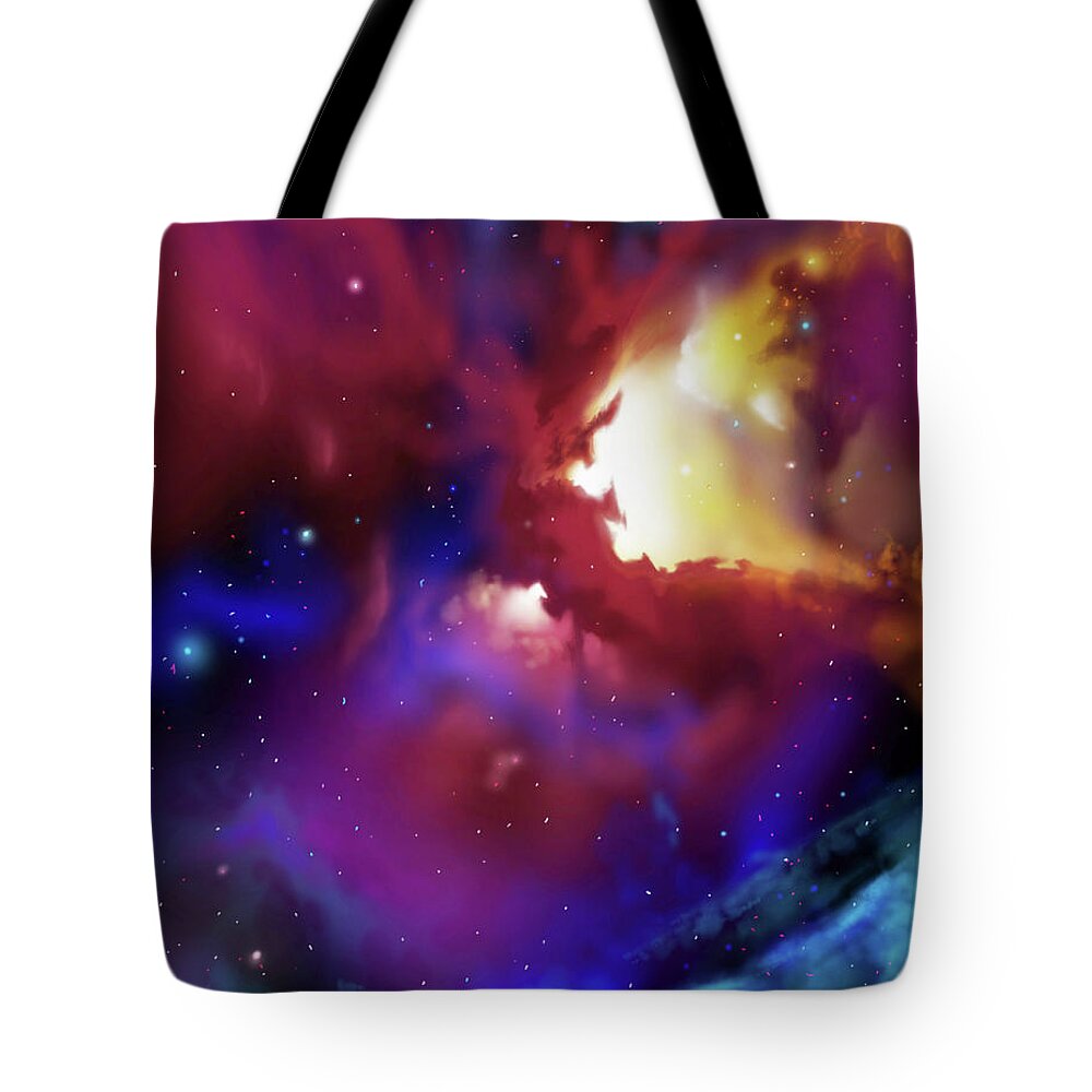 Sunrise Tote Bag featuring the painting Bat Nebula by James Hill