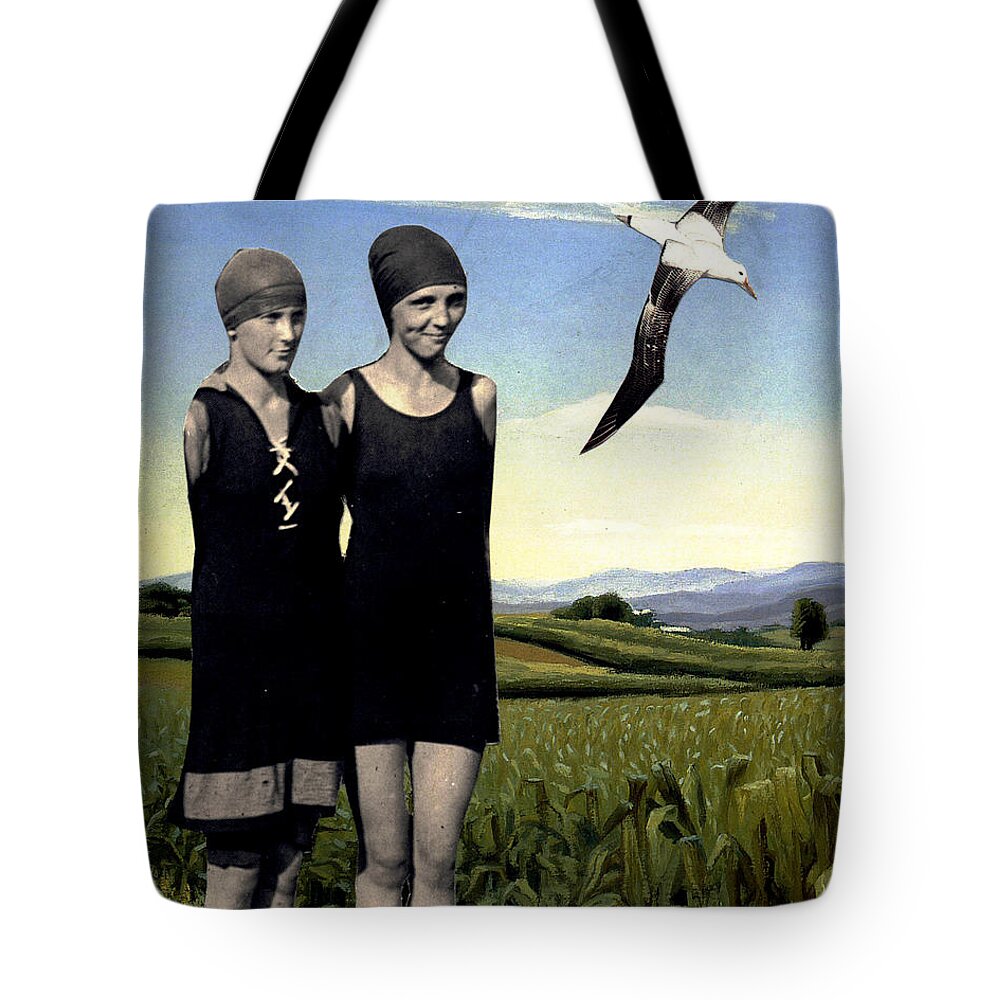 Collage Tote Bag featuring the digital art Bathing Beauties 5 by John Vincent Palozzi