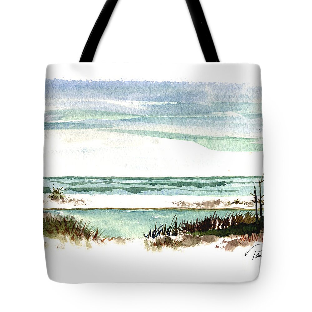 Gulf Of Mexico Tote Bag featuring the painting Battery Payne Fort Pickens Florida by Paul Gaj