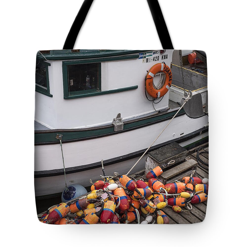 Bay Center Tote Bag featuring the photograph Bay Center Dock by Robert Potts