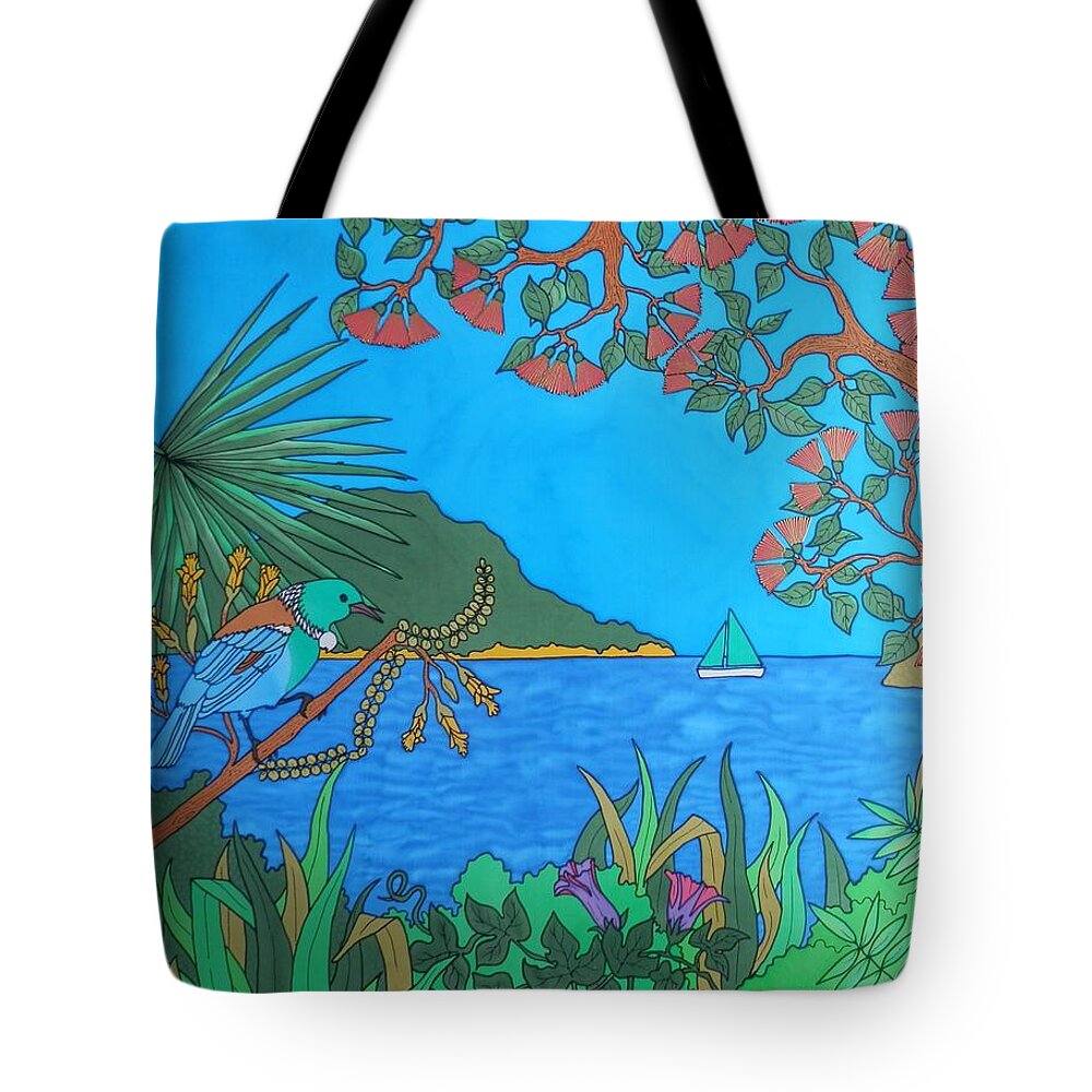 Bay Of Islands Tote Bag featuring the painting Bay Of Islands Paradise by Joanne Oram 