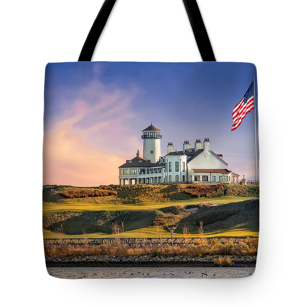 American Flag Tote Bag featuring the photograph Bayonne Golf Club by Susan Candelario