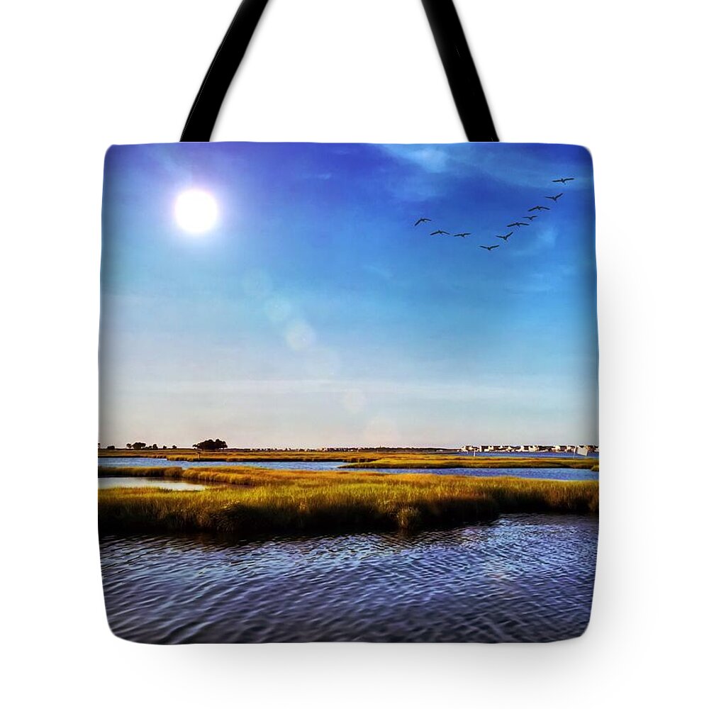 Water Tote Bag featuring the photograph Bayside by Chris Montcalmo