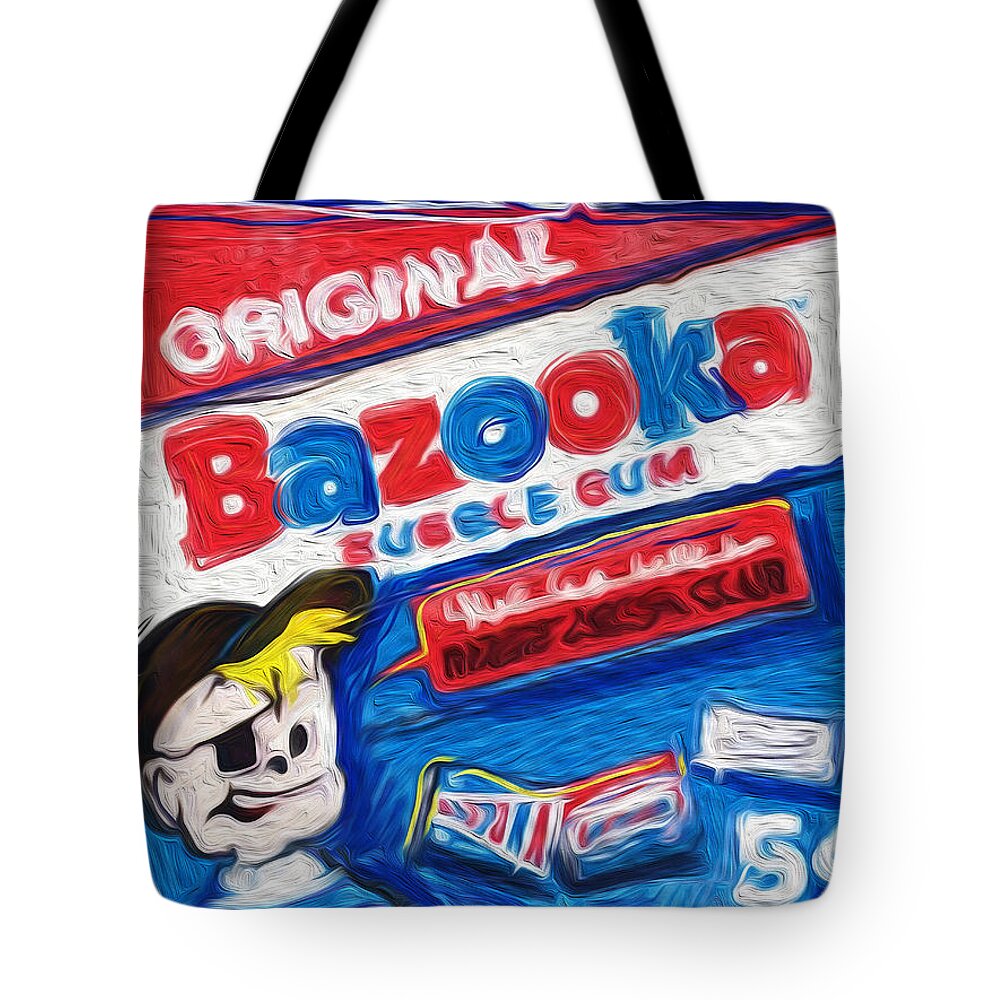 Bazooka Joe Tote Bag featuring the mixed media Bazooka Joe by Russell Pierce