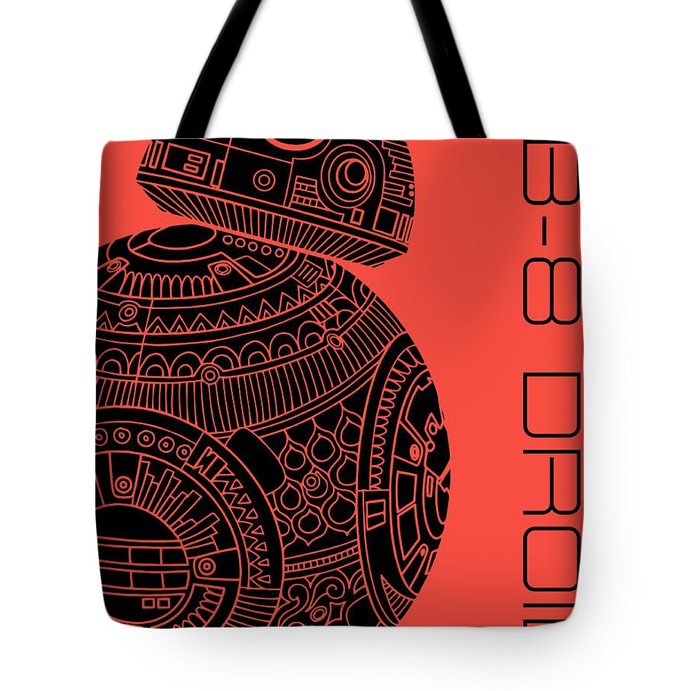 Bb8 Tote Bag featuring the mixed media BB8 DROID - Star Wars Art, Red by Studio Grafiikka