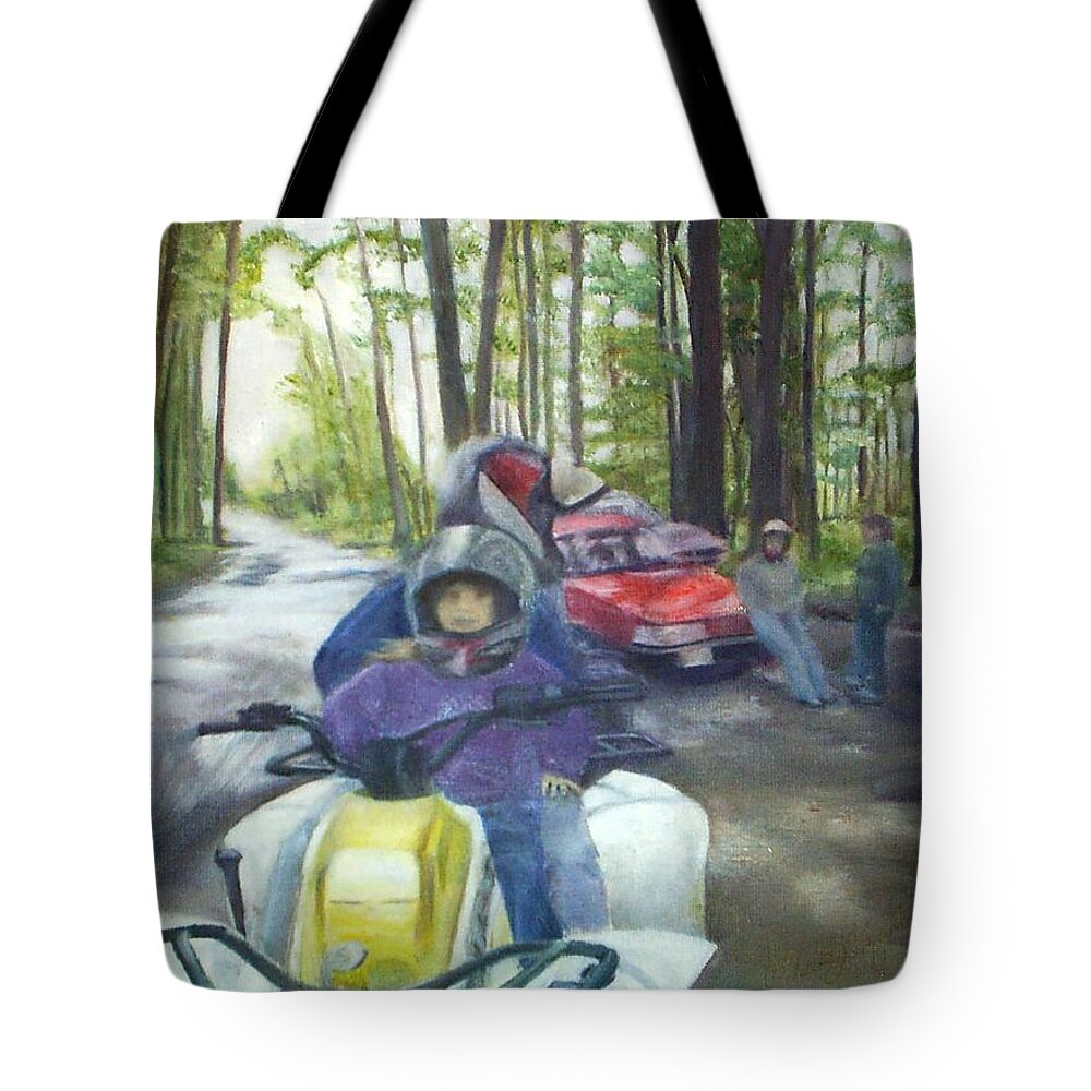 Quad Tote Bag featuring the painting Be Right Back by Sheila Mashaw