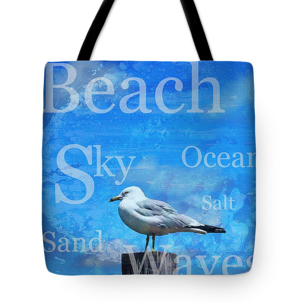 Seagull Tote Bag featuring the painting Beach Art Seagull By Sharon Cummings by Sharon Cummings