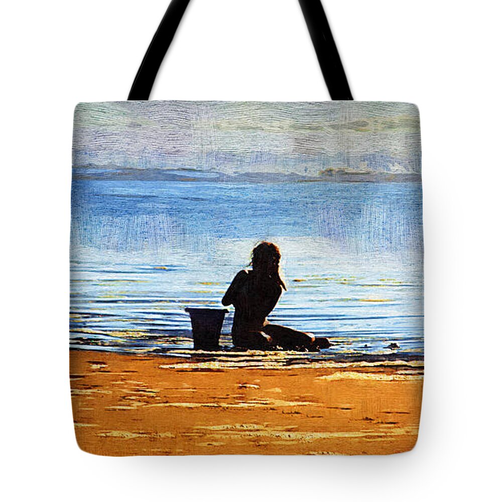 Beach Tote Bag featuring the painting Beach Baby Blue by Holly Ethan