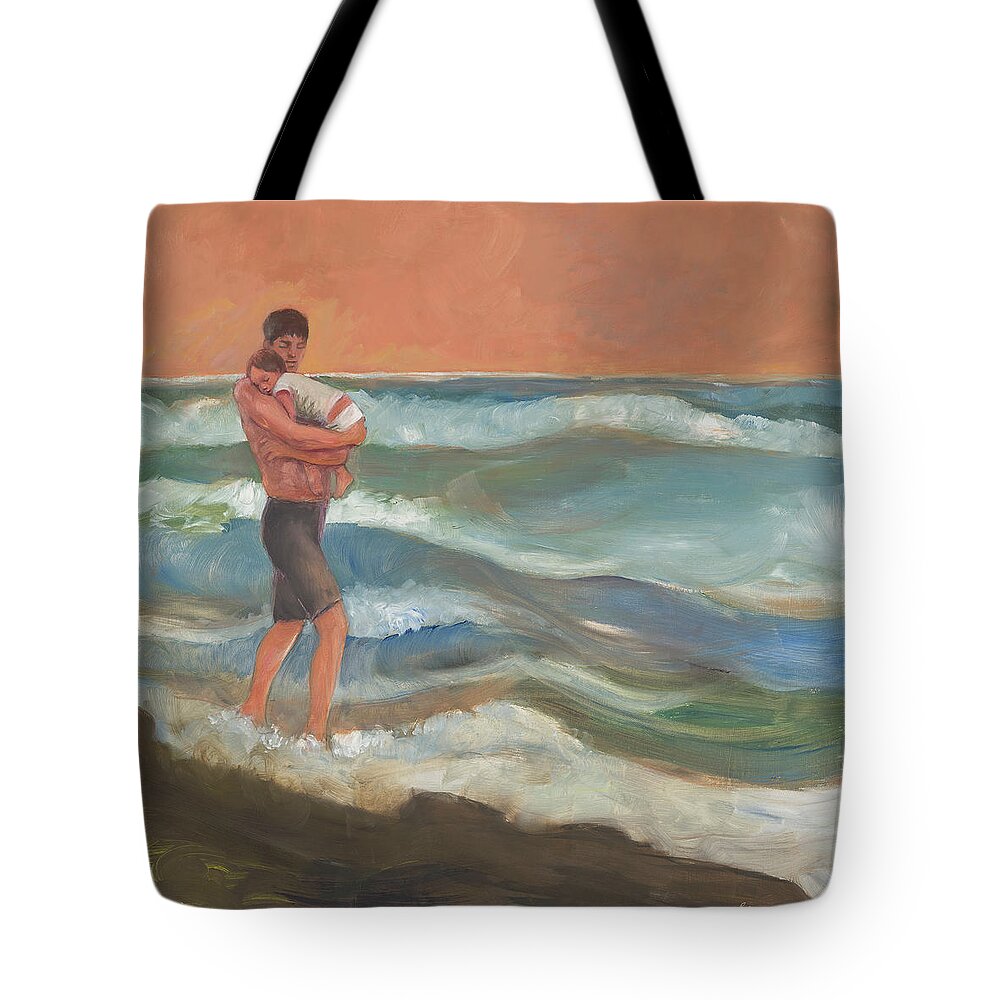 Painting Tote Bag featuring the painting Beach Baby by Laura Lee Cundiff