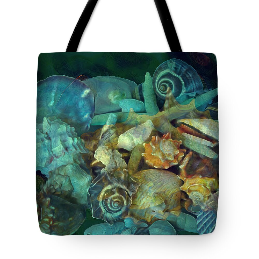 Shells Tote Bag featuring the mixed media Beach Beauty 10 by Lynda Lehmann
