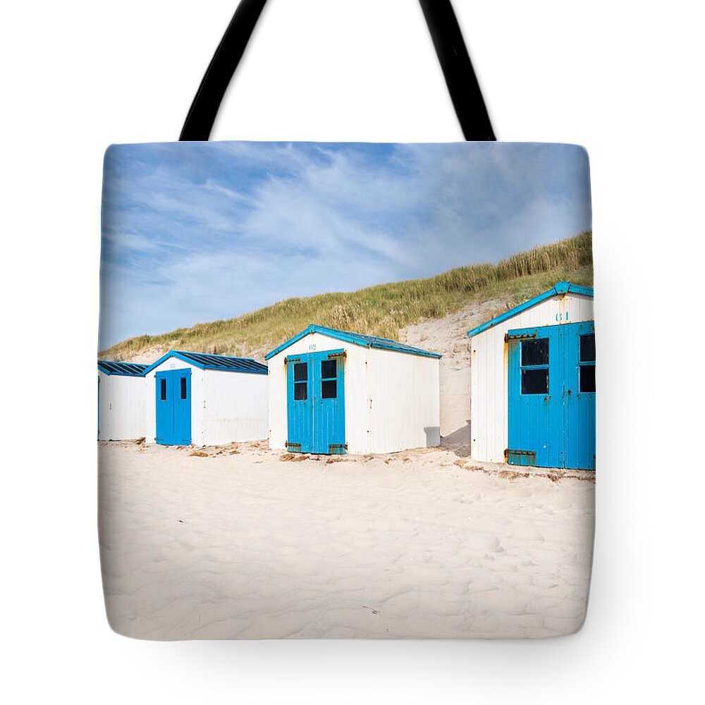 De Koog Tote Bag featuring the photograph Beach Cabin 61,62,63,... by Hannes Cmarits