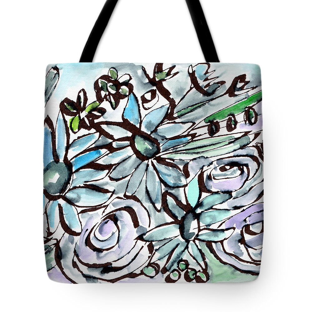 Flowers Tote Bag featuring the painting Beach Glass Flowers 2- Art by Linda Woods by Linda Woods