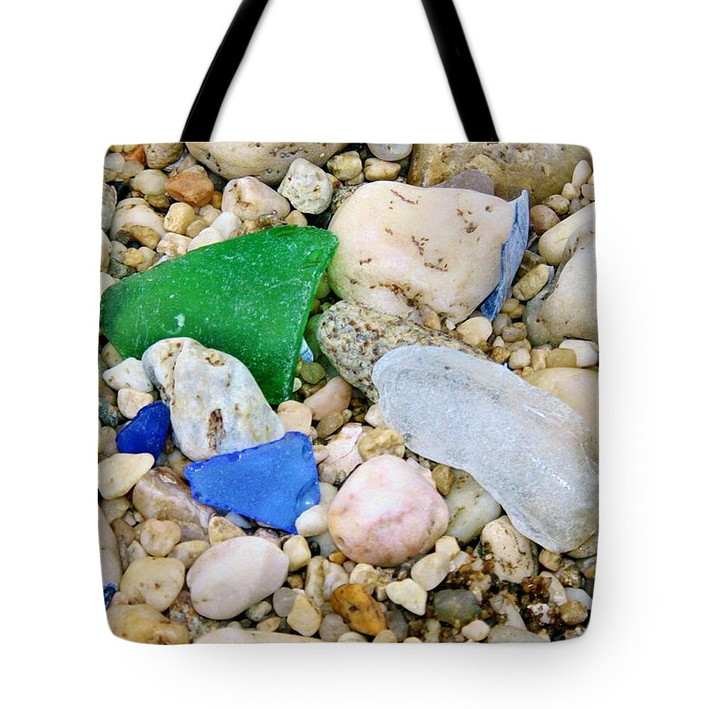 Blue Tote Bag featuring the photograph Beach Glass by Karen Silvestri