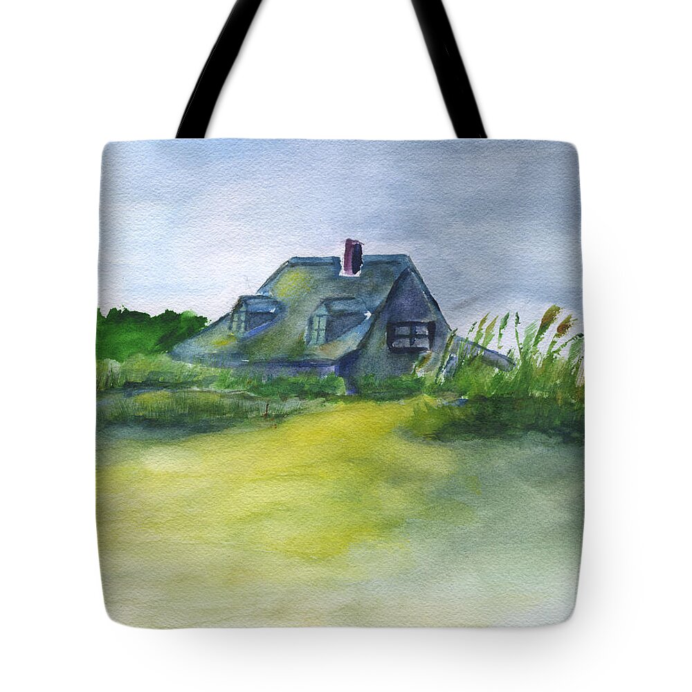 Beach House Sunrise Pawleys Island Tote Bag featuring the painting Beach House Sunrise Pawleys Island by Frank Bright