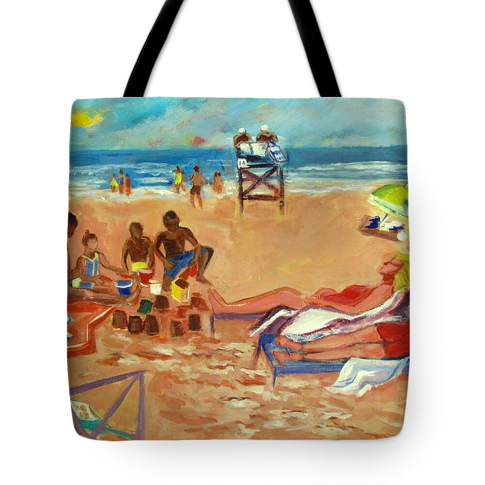 Beach Tote Bag featuring the painting Beach in August by Betty Pieper